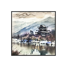 Bergpagode aan de rivier (winter)