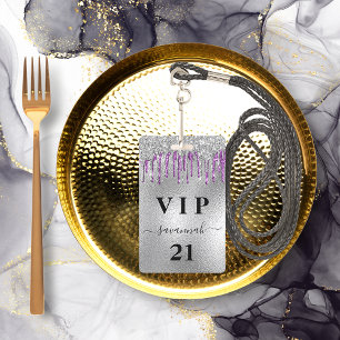 Bergpartij zilveren paarse glitter druppelt vip badge