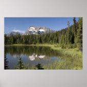 Bergpiek in een meer poster (Voorkant)