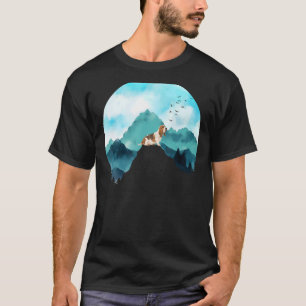 Bergpine Boom Blue Sky Birds vliegende massa T-shirt