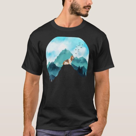 Bergpine Boom Blue Sky Birds vliegende massa T-shirt (Voorkant)