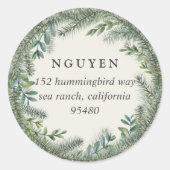 Bergpine | Terugkeeradres feestdag Ronde Sticker (Voorkant)