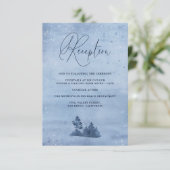 Bergpine Trees Blue Winter Wedding Reception Informatiekaartje (Staand voorkant)
