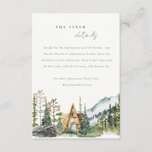 Bergpine wood Cabin Weddenschap Detail Informatiekaartje (Voorkant)