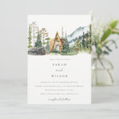 Bergpine wood Cabin Wedding Invite Bedankkaart (Staand voorkant)