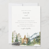 Bergpine wood Cabin Wedding Invite Bedankkaart (Voorkant)