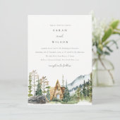 Bergpine wood Cabin Wedding Invite Bedankkaart (Staand voorkant)