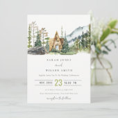 Bergpine wood Cabin Wedding Invite Bedankkaart (Staand voorkant)