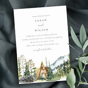 Bergpine wood Cabin Wedding Invite Bedankkaart