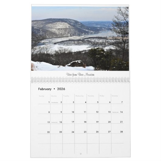 Bergplaatsen in de Hudson-vallei Kalender (Feb 2026)
