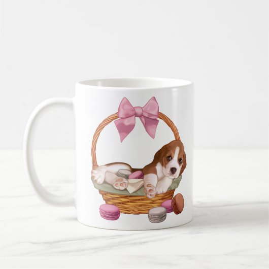 Bergpuppy en macaroons koffiemok (Links)