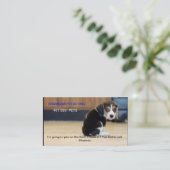 Bergpuppy, ik ga plassen op de vloer, ik ... visitekaartje (Staand voorkant)