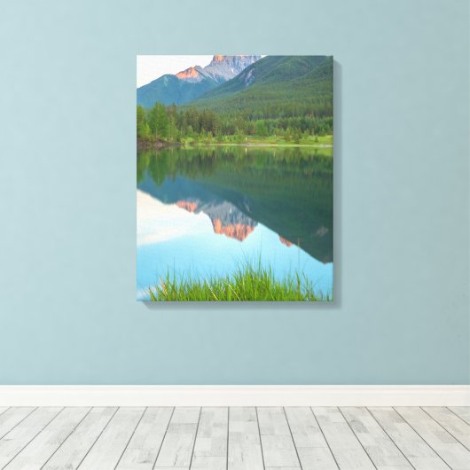 Bergreflecties Canvas Afdruk (Insitu (Houten vloer))