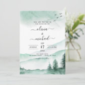 Bergrijke Waterverf Greenery Wedding Invita Kaart (Staand voorkant)