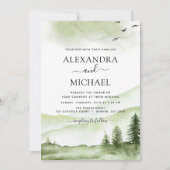 Bergrijke Waterverf Greenery Wedding Kaart (Voorkant)