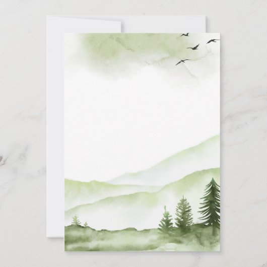 Bergrijke Waterverf Greenery Wedding Kaart (Achterkant)