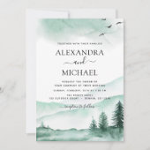 Bergrijke Waterverf Greenery Wedding Kaart (Voorkant)