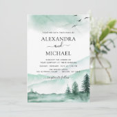 Bergrijke Waterverf Greenery Wedding Kaart (Staand voorkant)