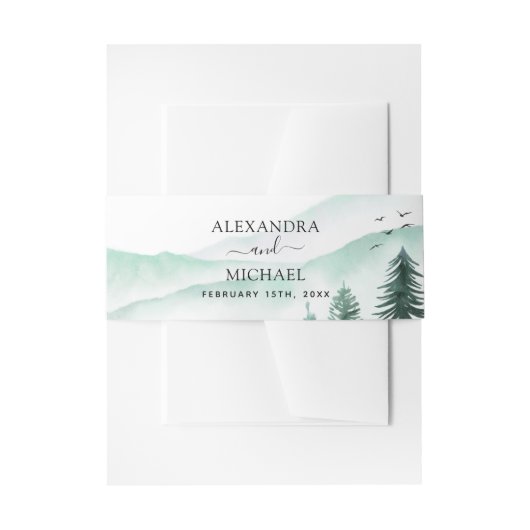 Bergrijke Waterverf Greenery Wedding Uitnodigingen Wikkel (Voorkant Voorbeeld)