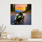 Bergrit Fietsscène voor Motorliefhebbers Poster (Keuken)