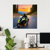 Bergrit Fietsscène voor Motorliefhebbers Poster (Thuiskantoor)