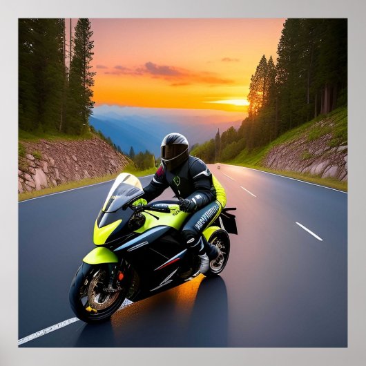 Bergrit Fietsscène voor Motorliefhebbers Poster (Voorkant)