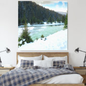 bergrivier in de wintertijd canvas afdruk (Insitu (Slaapkamer))
