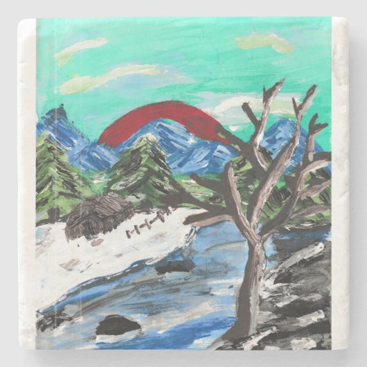  bergrivier stenen onderzetter (Voorkant)