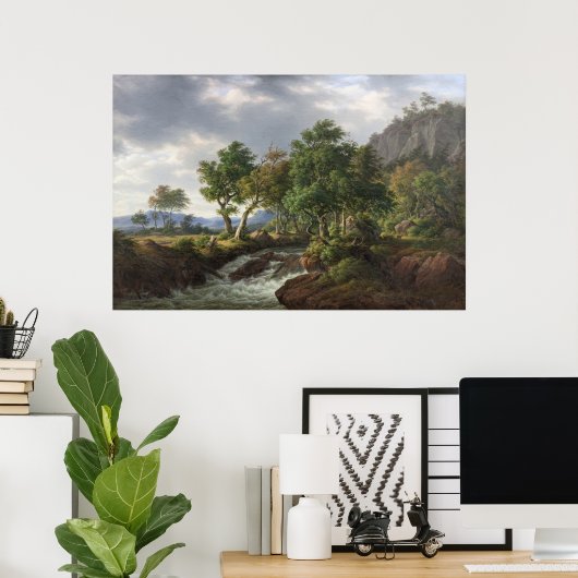 Bergrivierlandschap Natuur  Kunst Poster (Thuiskantoor)