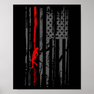 Bergrotsklimmen Patriottische Amerikaanse Vlag Cli Poster