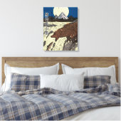 Bergscene met beer die vist canvas afdruk (Insitu (Slaapkamer))