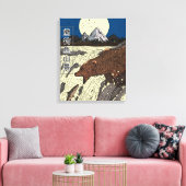 Bergscene met beer die vist canvas afdruk (Insitu (Woonkamer))