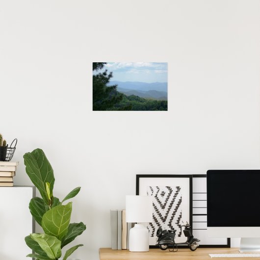 Bergscène met boom poster (Thuiskantoor)