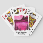 Bergscène met familienaam speelkaarten (Achterkant)