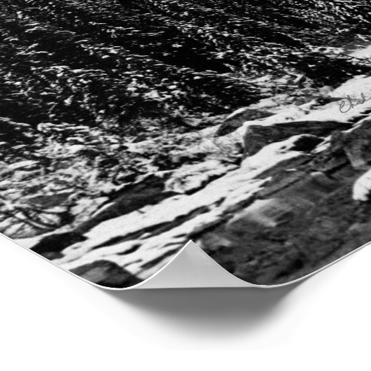 Bergscène (zwart-wit) (niet-grenzend) poster (Hoek)