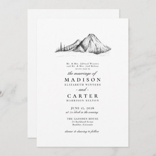 Bergschetsche Rustieke Elegante Trouw Kaart (Voorkant / Achterkant)