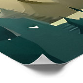 Bergschilderij abstract Blauw Bewolkt Pijnboom Poster (Hoek)