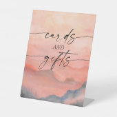 Bergse Waterverf Sunset Rustige Kaarten Gifts Reclamebord Met Voetstuk (Voorkant)