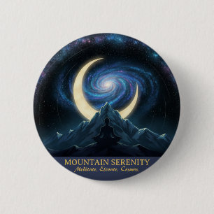 Bergsereniteit Kosmische Meditatie, Wassende Maan Ronde Button 5,7 Cm