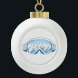 Bergskibril-illustratie  keramische bal ornament<br><div class="desc">Skibril & berg-illustratie.</div>
