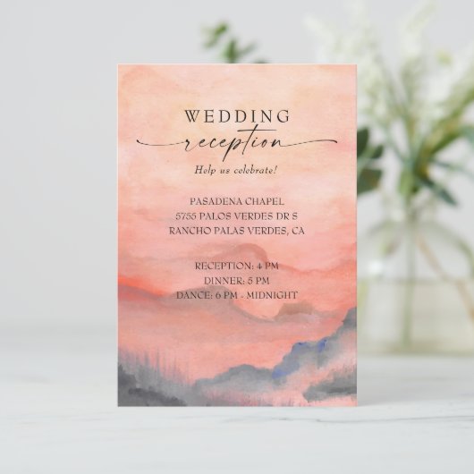 Bergsoonkoraalhuwelijk Rustic Reception Informatiekaartje (Staand voorkant)