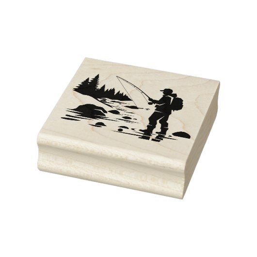 Bergstroom fly visser wadend rubberstempel (Stempel)