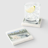 Bergstroom in de winter op een onderzetter (Zijkant)