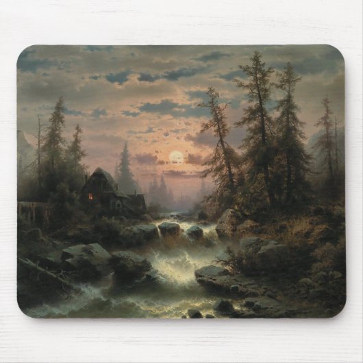 Bergstroom in het maanlicht - Albert Rieger Muismat (Voorkant)
