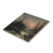 Bergstroom in het maanlicht - Albert Rieger Tegeltje (Zijkant)