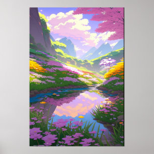 Bergstroom, kleurrijke, opvulbare zijkant poster