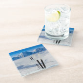 Bergtoestellen en skitoestellen glazen onderzetter (Schuin)