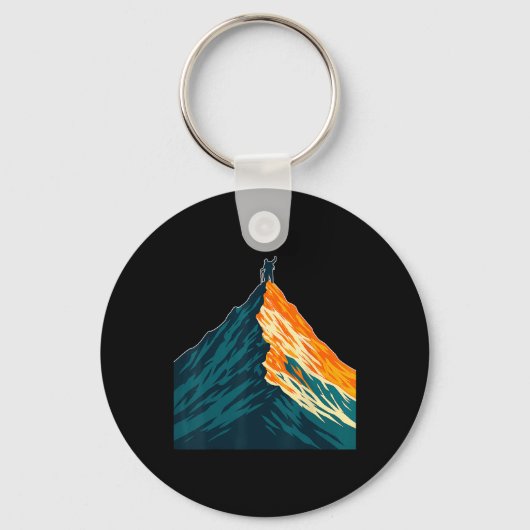 Bergtop Klimavontuur Silhouette Sleutelhanger (Voorkant)