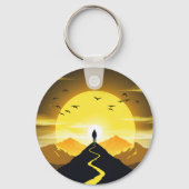 Bergtop Silhouet met een slingerend voetstuk Sleutelhanger (Voorkant)