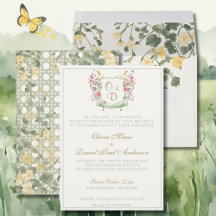 Bergtuin met wilde bloemen Trouwuitnodiging